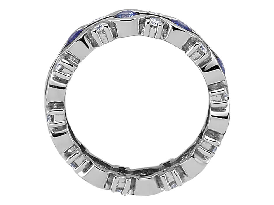 Extravaganter Tambourring mit 10 Saphiren & 20 Diamanten aus 14K Weißgold