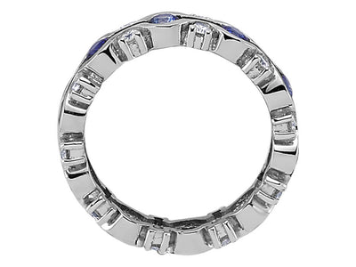 Extravaganter Tambourring mit 10 Saphiren & 20 Diamanten aus 14K Weißgold