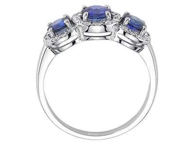Tria-Ring mit 3 Saphiren und 30 Diamanten aus 14K Weißgold (1,53 ct)