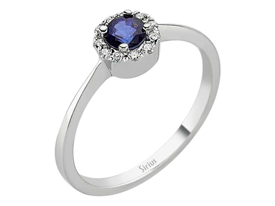 Bague en Or Blanc avec 11 diamants cultivés en laboratoire et un Saphir ovale | Bijoux en Or Blanc 14K - Bijoux haut de gamme de Rosy Lab Diamonds