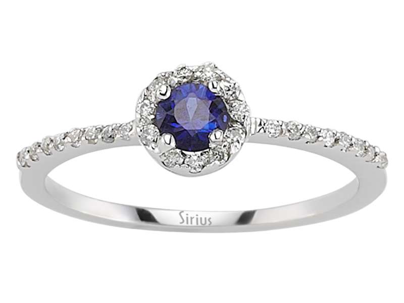 Weißgoldring mit 29 lab-grown Diamanten und 1 Saphir – 0,13 ct & 0,21 ct