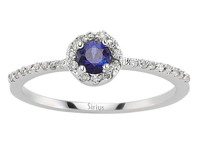 Weißgoldring mit 29 lab-grown Diamanten und 1 Saphir – 0,13 ct & 0,21 ct