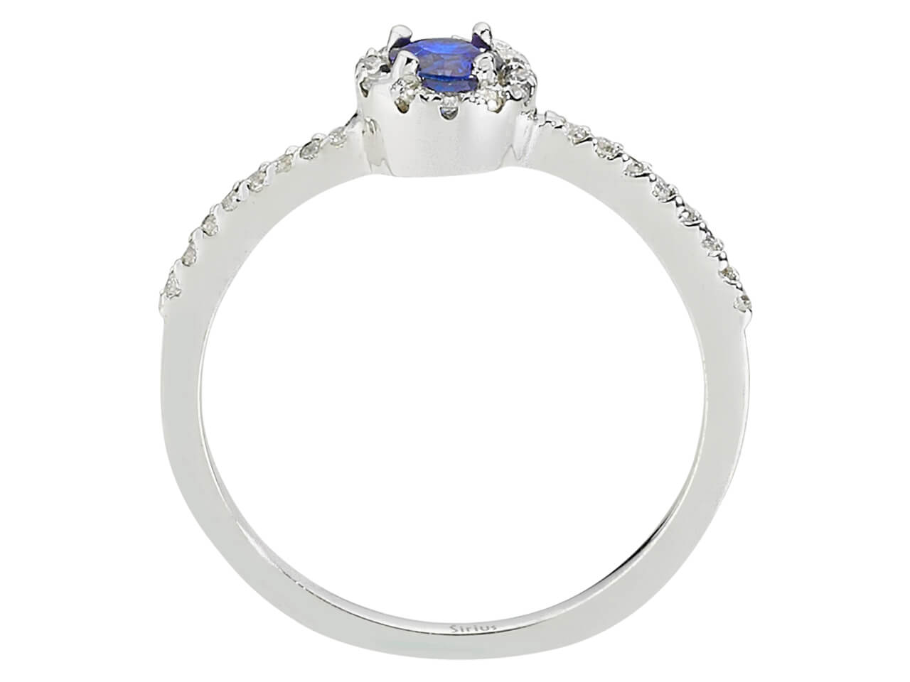 Weißgoldring mit 29 lab-grown Diamanten und 1 Saphir – 0,13 ct & 0,21 ct