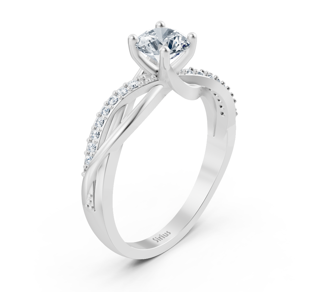 Twist tasarımlı Beyaz Altın pırlanta yüzük - 0,66 karat merkez taş - Rosy Lab Diamonds’tan yüksek kaliteli Mücevher