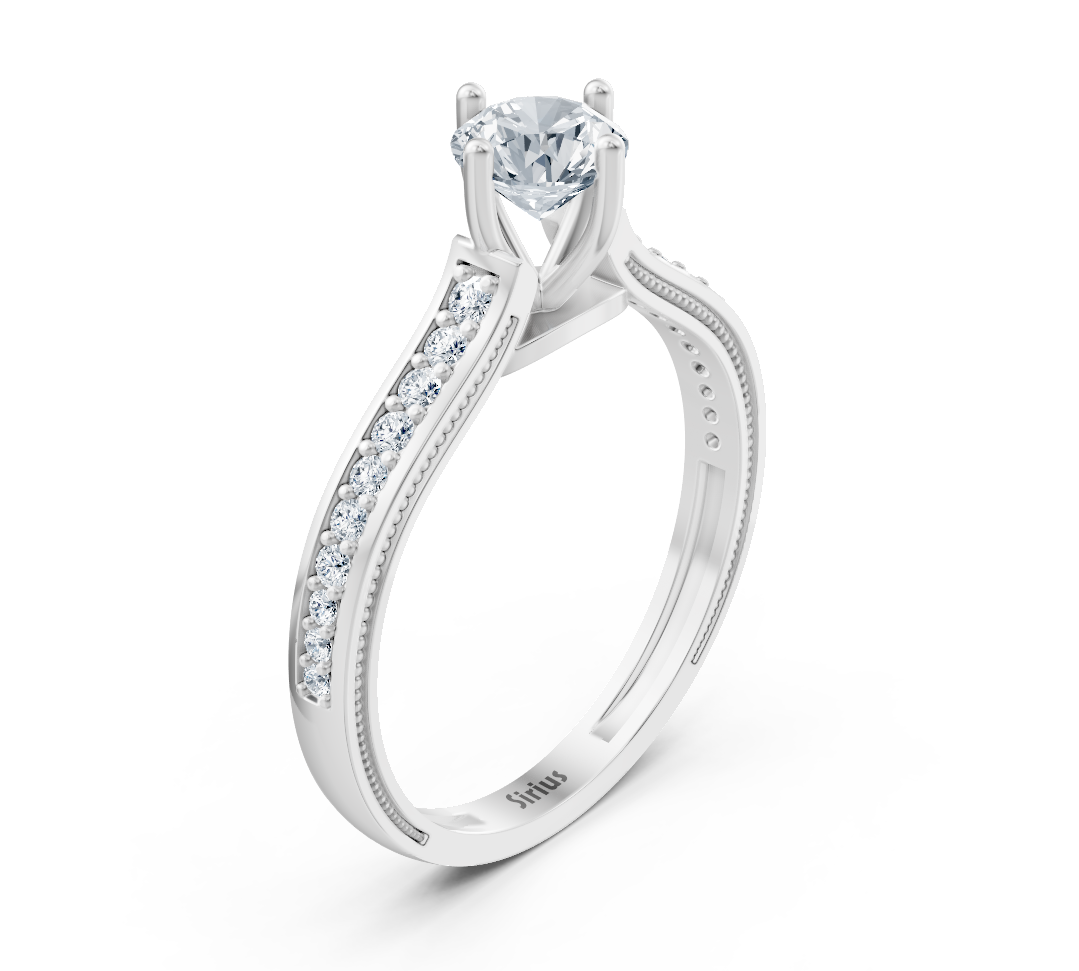 Elegant solitaire ring with lab-grown diamonds in 14K white gold