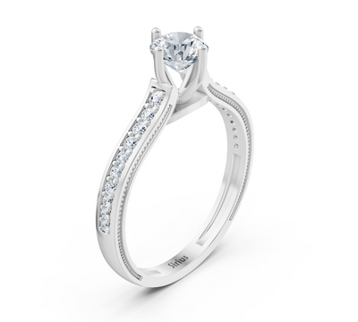 Elegant solitaire ring with lab-grown diamonds in 14K white gold