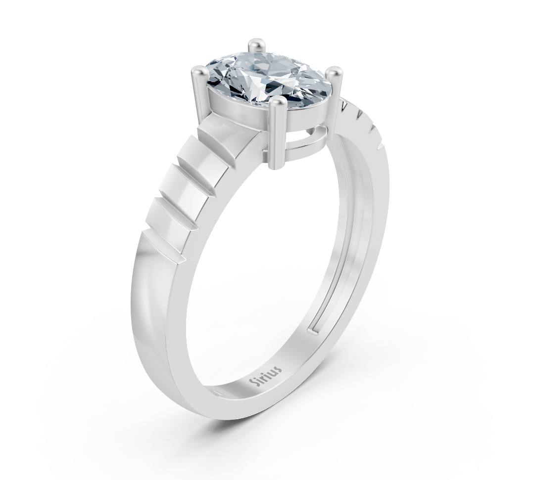 Bague de fiançailles en Or Blanc avec diamants ronds – pierre centrale de 0,47 carat – Bijoux haut de gamme de Rosy Lab Diamonds