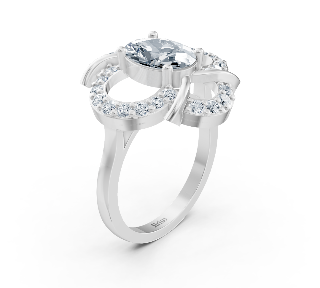 Elegant white gold ring with oval diamond – 1.31 carat main stone