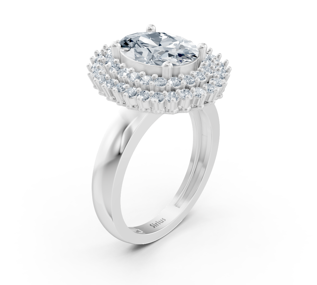 Elegant white gold ring with oval center stone – 1.61 carats