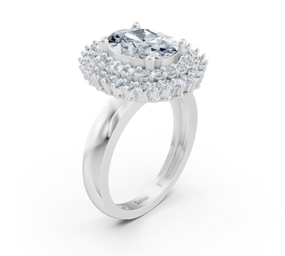 Elegant white gold ring with oval center stone – 1.61 carats