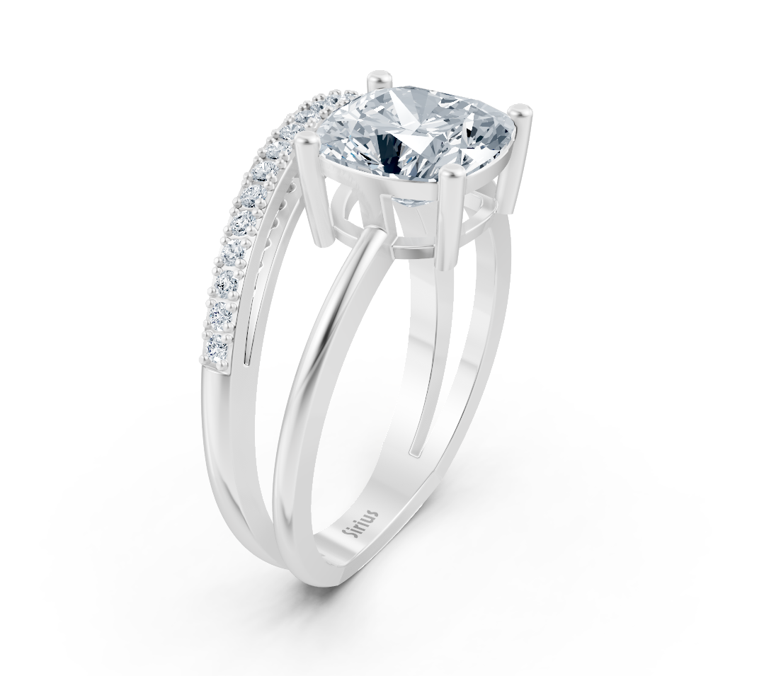 Eleganter Weißgold-Ring mit Cushion- und rundem laborgezüchtetem Diamant - 2,28 ct - hochwertiger Schmuck von Rosy Lab Diamonds