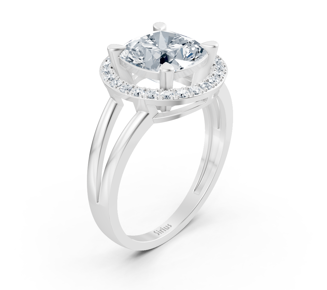 Bague élégante en Or Blanc avec diamants de laboratoire taille coussin et ronds – 2,37 ct – Bijoux haut de gamme de Rosy Lab Diamonds