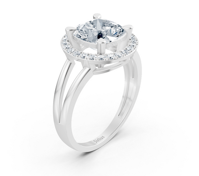 Elegant white gold ring with cushion and round lab-grown diamond – 2.37 ct