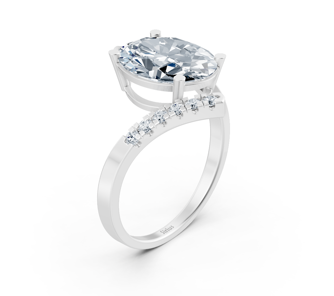 White Gold ring with lab-grown oval and round diamonds - 2.22 ct - high-quality Jewelry by Rosy Lab Diamonds