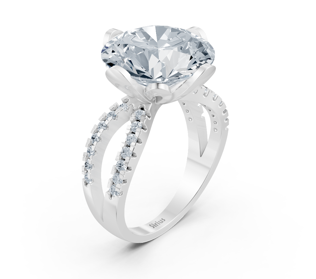 Bague en Or Blanc avec diamant rond cultivé en laboratoire – 6,59 ct – Bijoux haut de gamme de Rosy Lab Diamonds