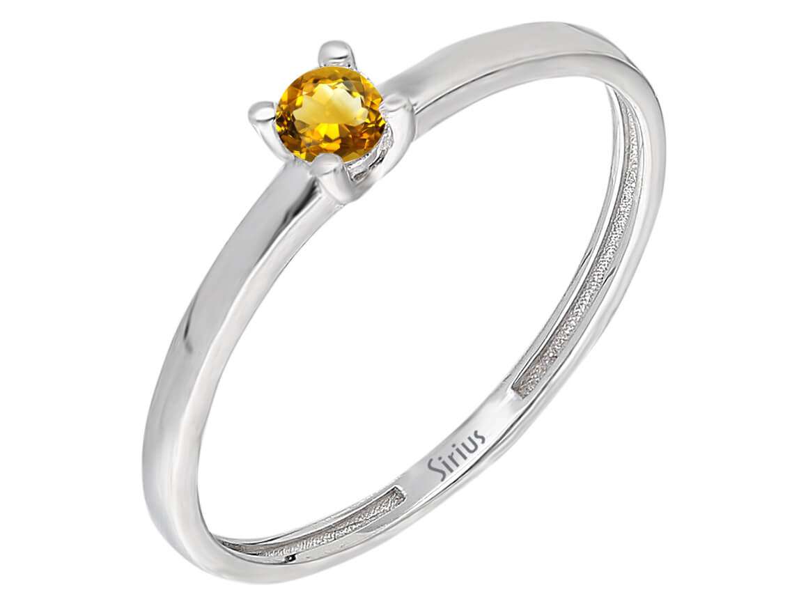 Fine ring with citrine – 0.10 ct – 14K white gold