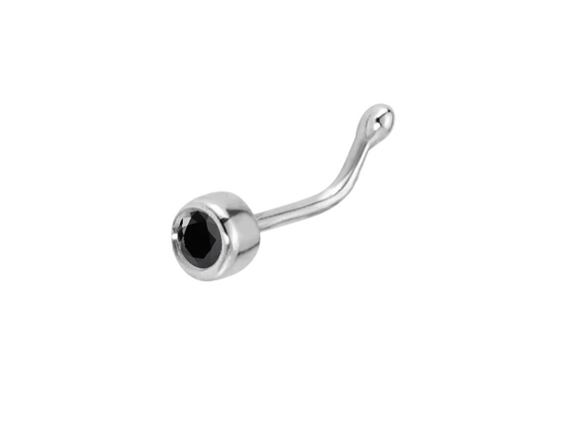 Piercing de nez avec diamant de laboratoire noir en or blanc 585