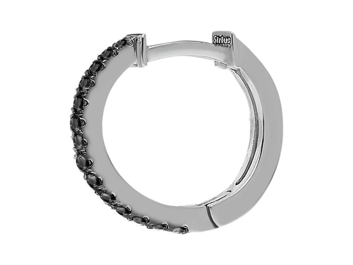 Créole homme avec diamants de laboratoire noirs en or blanc 585