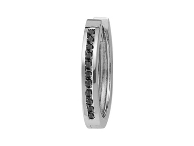 Grande boucle d'oreille créole pour homme avec diamants noirs en or blanc 333‰