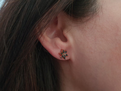 Clous d'oreilles Krokus avec 24 diamants de laboratoire noirs 0,13 carat en or rose 333‰