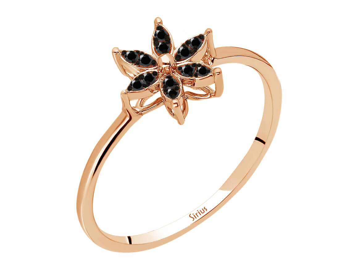 Chiadem Ring mit 0,06 ct schwarzen labordiamanten | Roségold 8K - hochwertiger Schmuck von Rosy Lab Diamonds