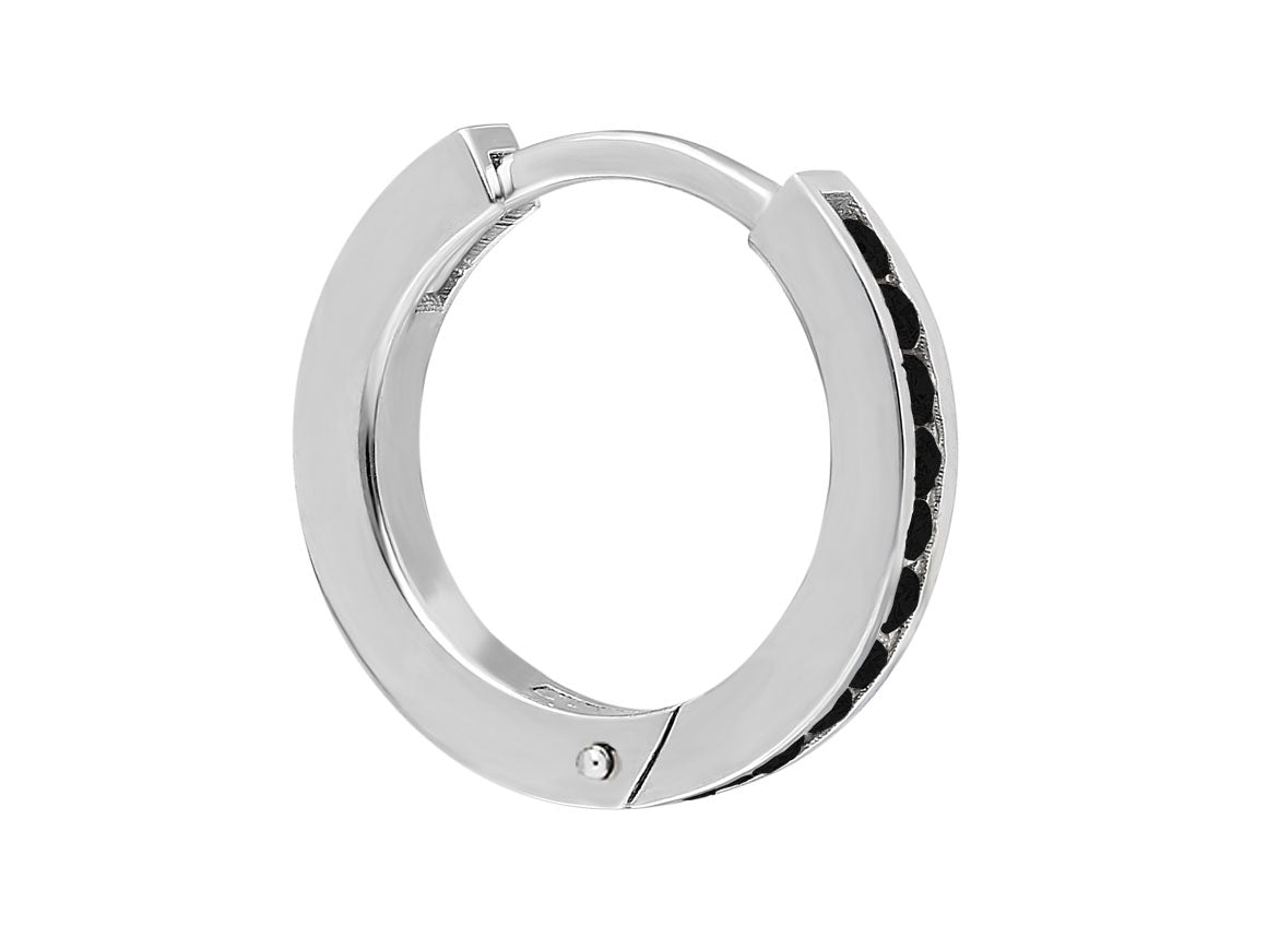 Créoles pour homme avec diamants de laboratoire noirs en Or Blanc 585 millièmes – Bijoux haut de gamme de Rosy Lab Diamonds