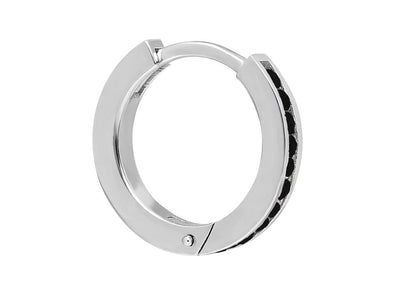 Créole homme avec diamants de laboratoire noirs en or blanc 585