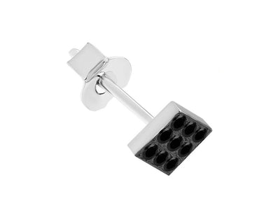 Clou d'oreille carré pour homme avec diamants noirs en or 585