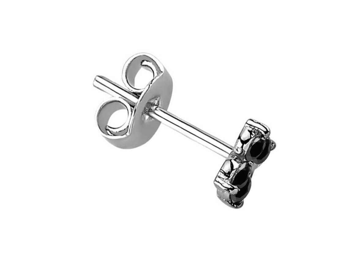 Boucles d'oreilles trèfle avec 4 diamants de laboratoire noirs 0,19 carat en or blanc 333‰