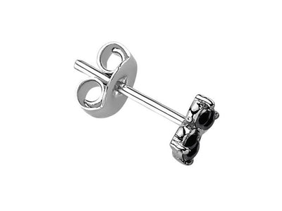 Boucles d'oreilles trèfle avec 4 diamants de laboratoire noirs 0,19 carat en or blanc 333‰