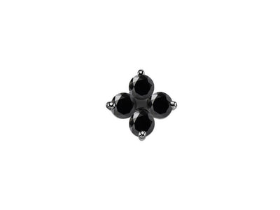 Boucles d'oreilles trèfle avec 4 diamants de laboratoire noirs 0,19 carat en or blanc 333‰