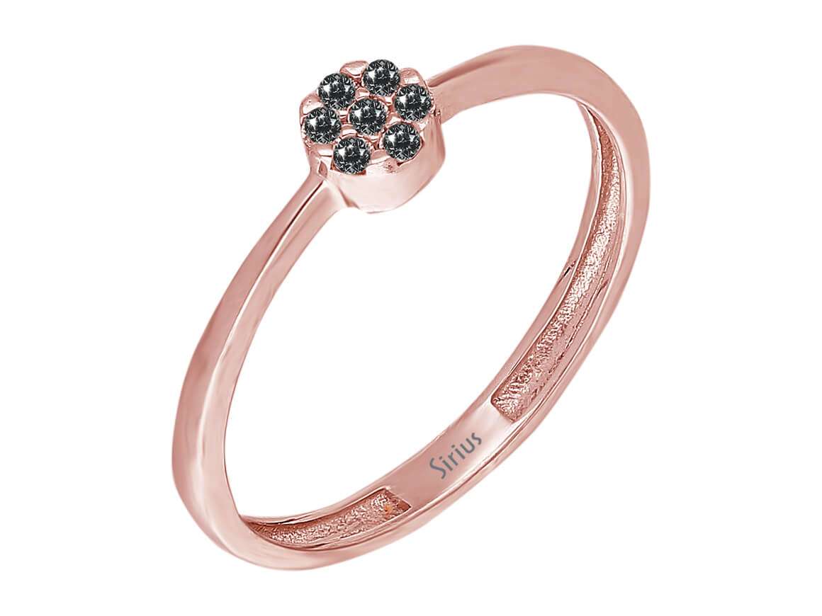 Rose gold ring with 7 black diamonds – 14K