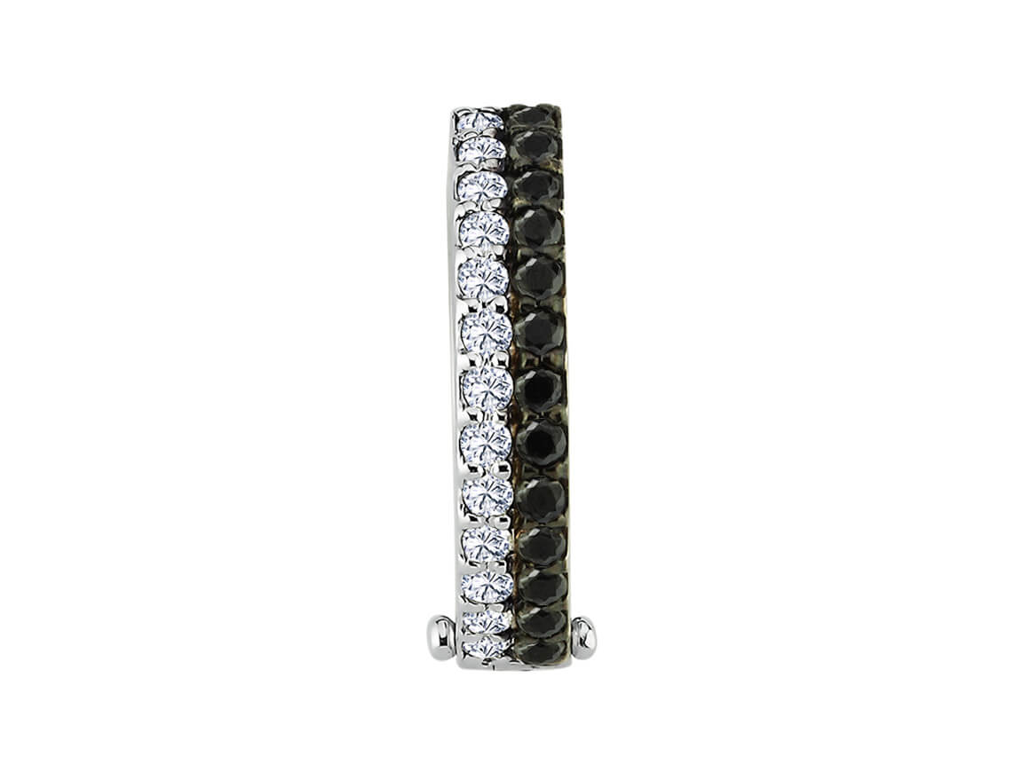 Créoles avec diamants de laboratoire blancs et noirs en or blanc 585 – version compacte