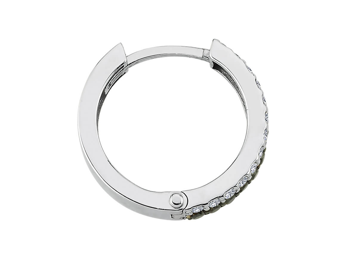 Créoles avec diamants de laboratoire blancs et noirs en or blanc 585 – version compacte