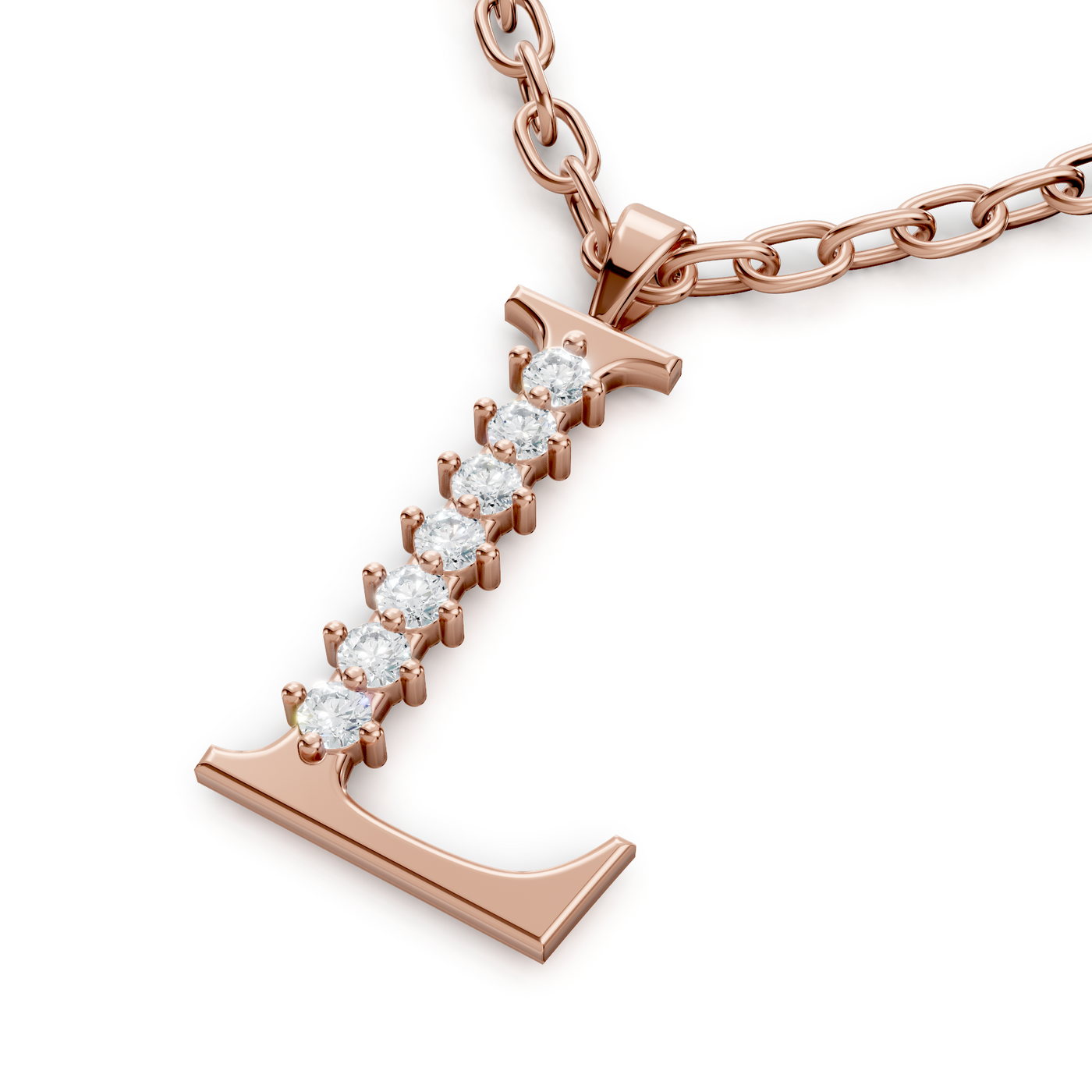 3 Pırlantalı L Kolye Ucu - 9K Rosegold - Rosy Lab Diamonds'tan yüksek kaliteli Mücevher