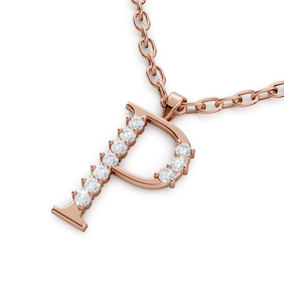 Anhänger P mit 5 Diamanten - 8K Rosegold - hochwertiger Schmuck von Rosy Lab Diamonds