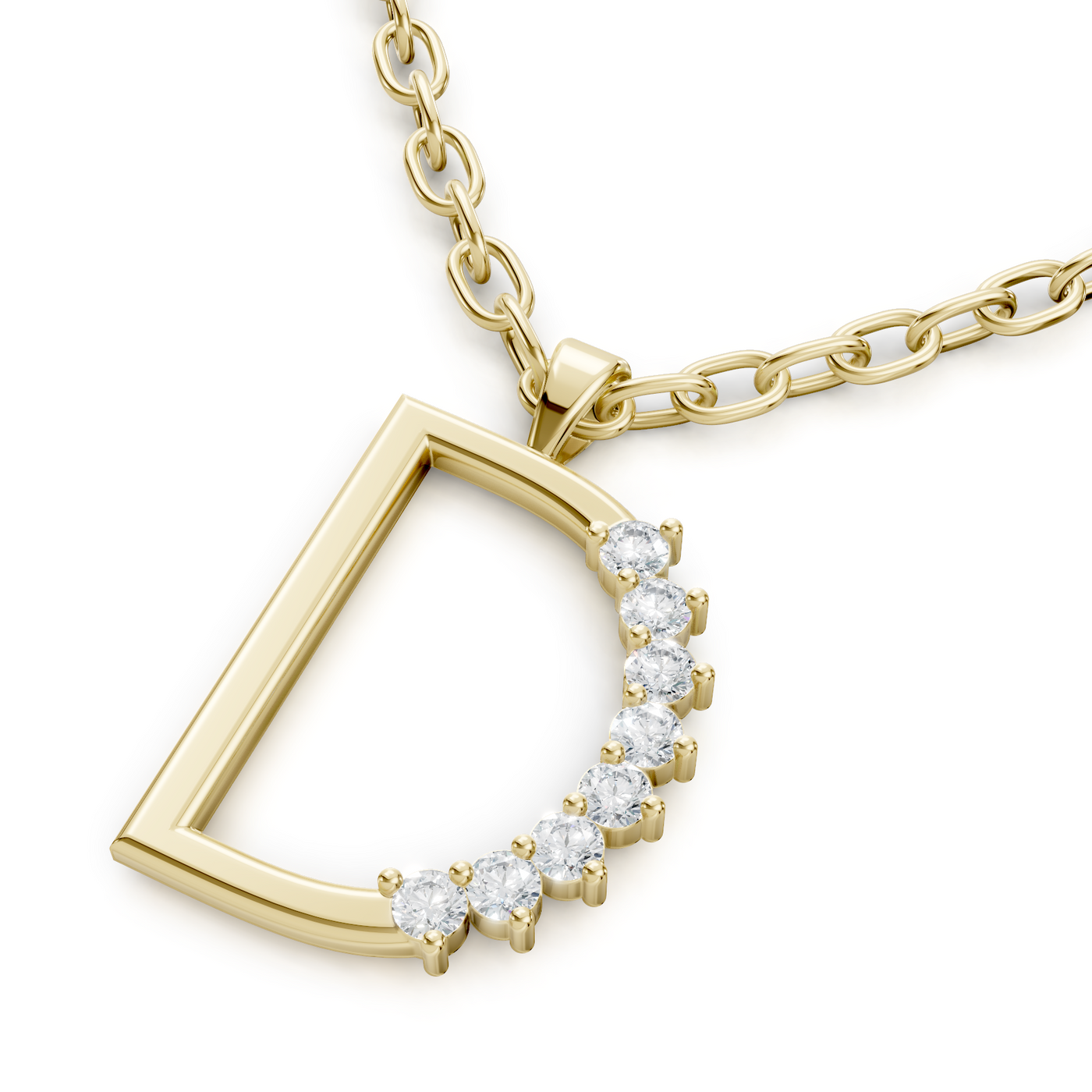 Buchstaben-Anhänger „D“ mit 5 Diamanten in 9K Gelbgold