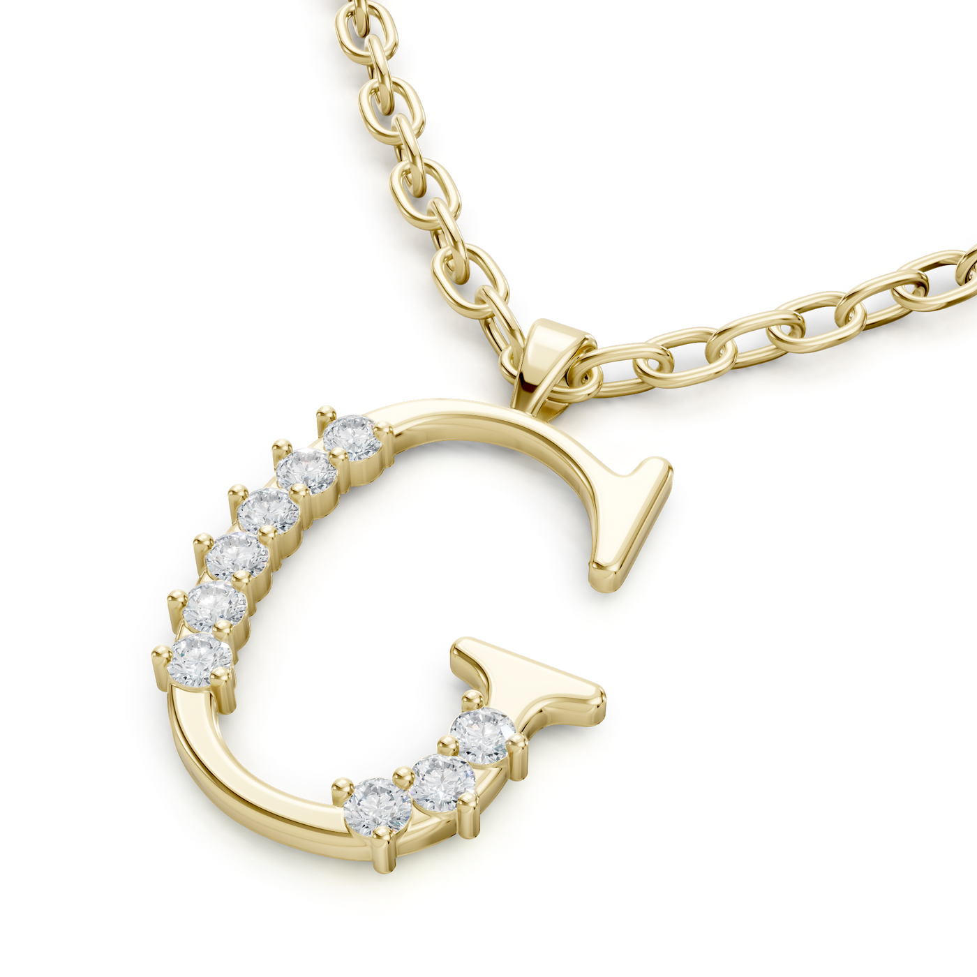 Pendant G with 8 Diamonds - 9K Yellow Gold - high-quality Jewelry by Rosy Lab Diamonds