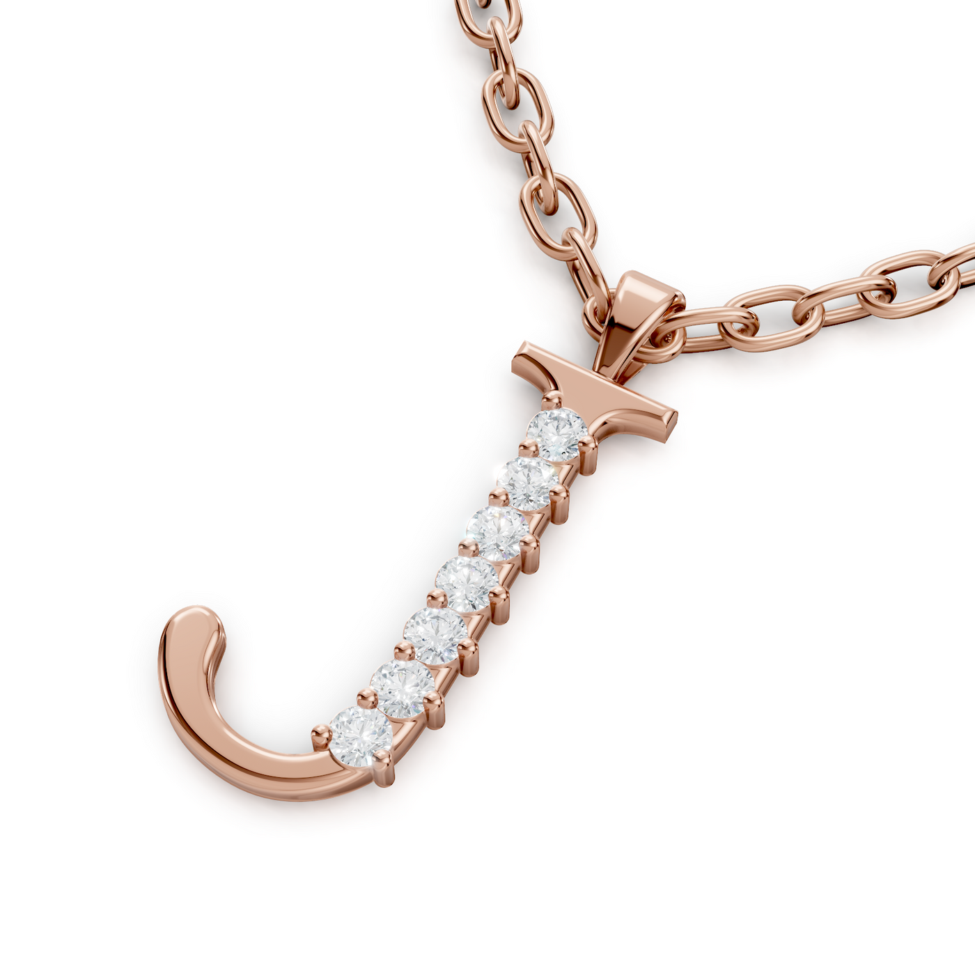 Buchstaben-Anhänger „J“ mit 5 Diamanten in 9K Roségold
