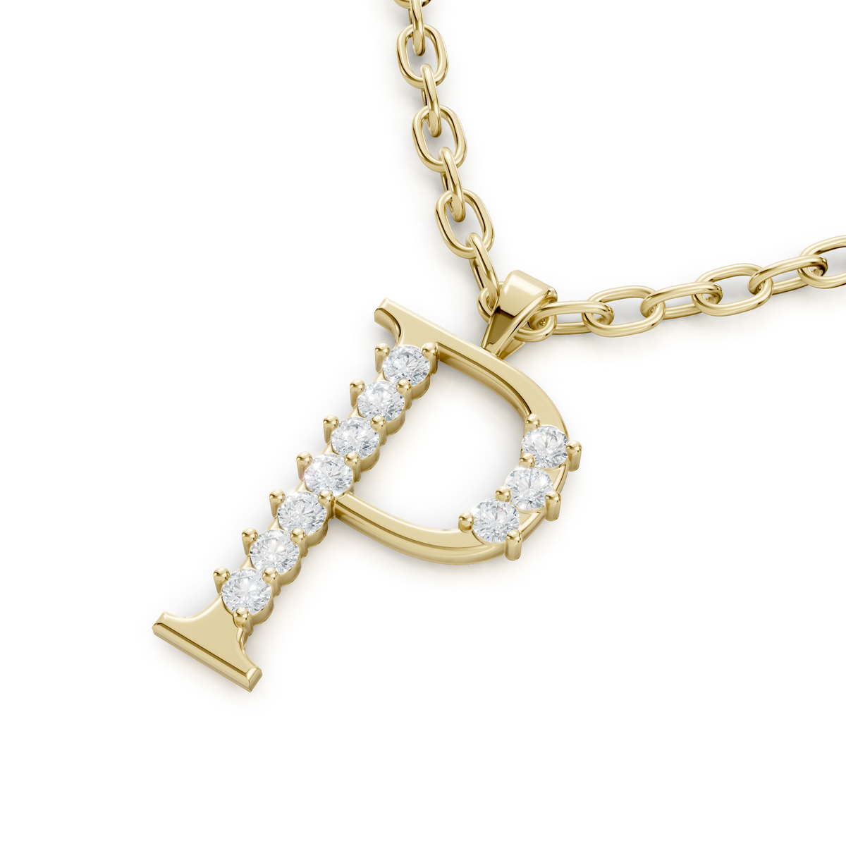Anhänger P mit 5 Diamanten – 8K Gelbgold – hochwertiger Schmuck von Rosy Lab Diamonds