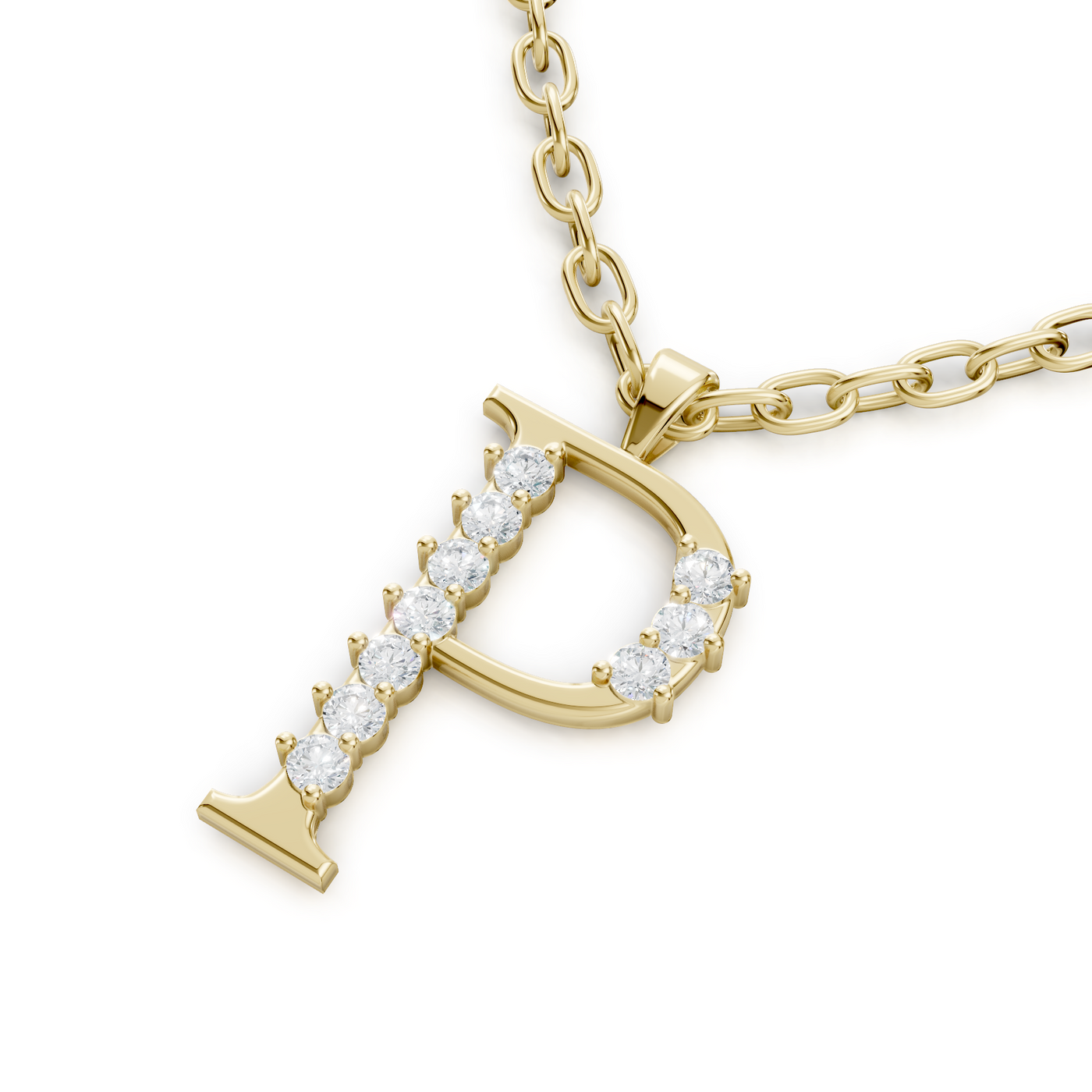 Buchstaben-Anhänger „P“ mit 5 Diamanten in 9K Gelbgold