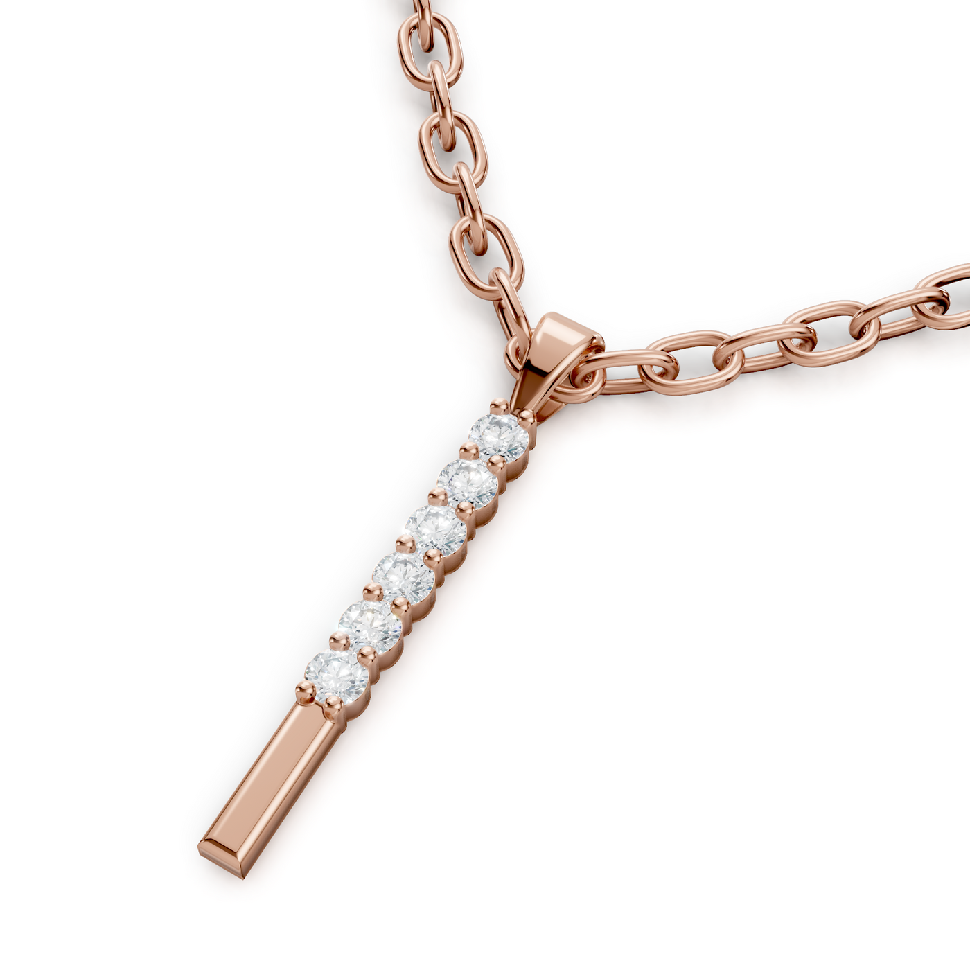 Buchstaben-Anhänger „I“ mit 3 Diamanten in 9K Roségold