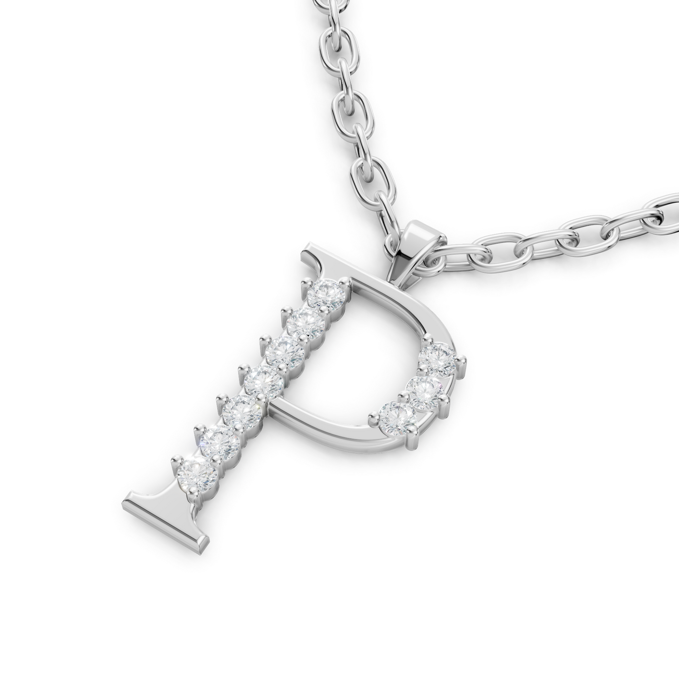 Buchstaben-Anhänger „P“ mit 5 Diamanten in 9K Weißgold