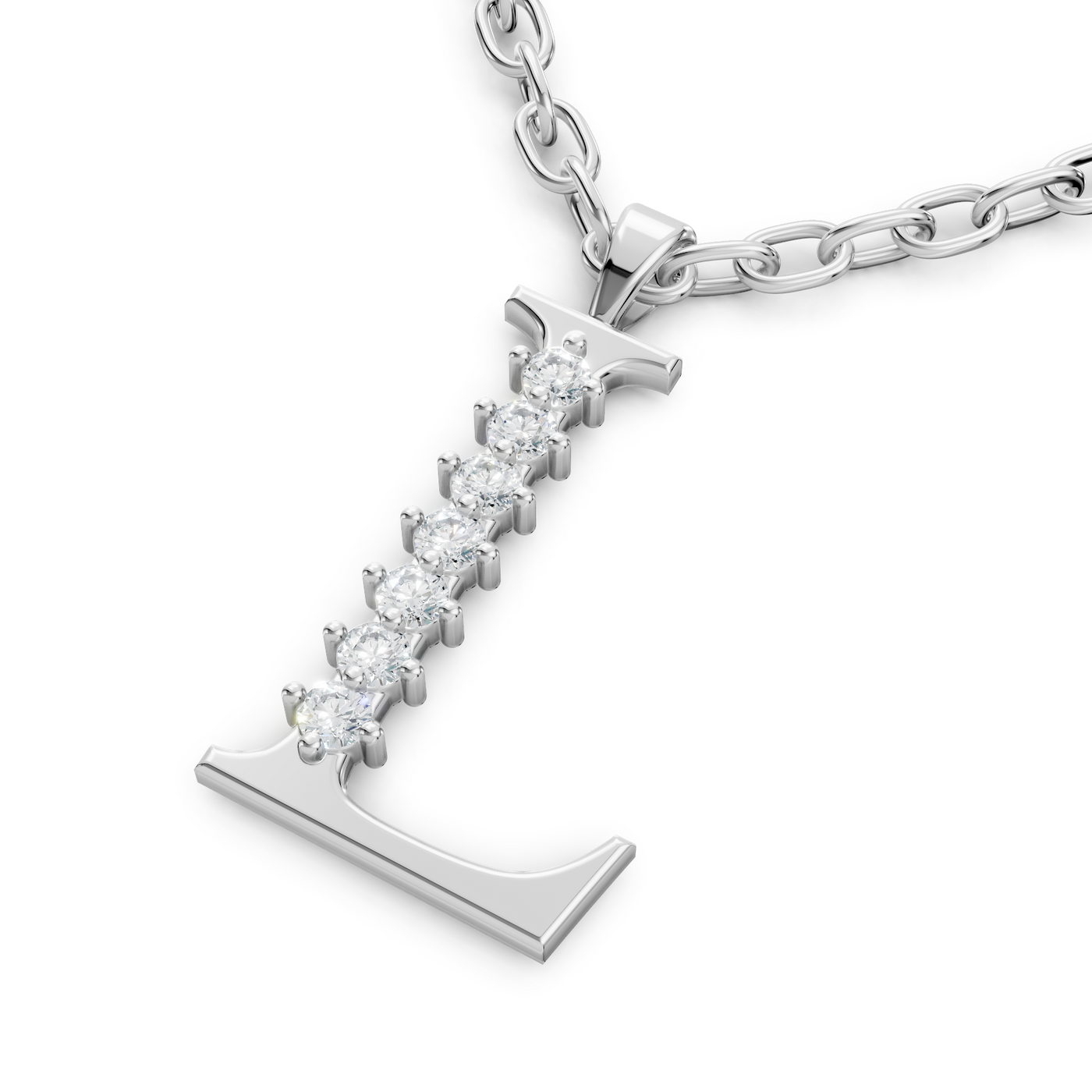 Buchstaben-Anhänger „L“ mit 3 Diamanten in 9K Weißgold