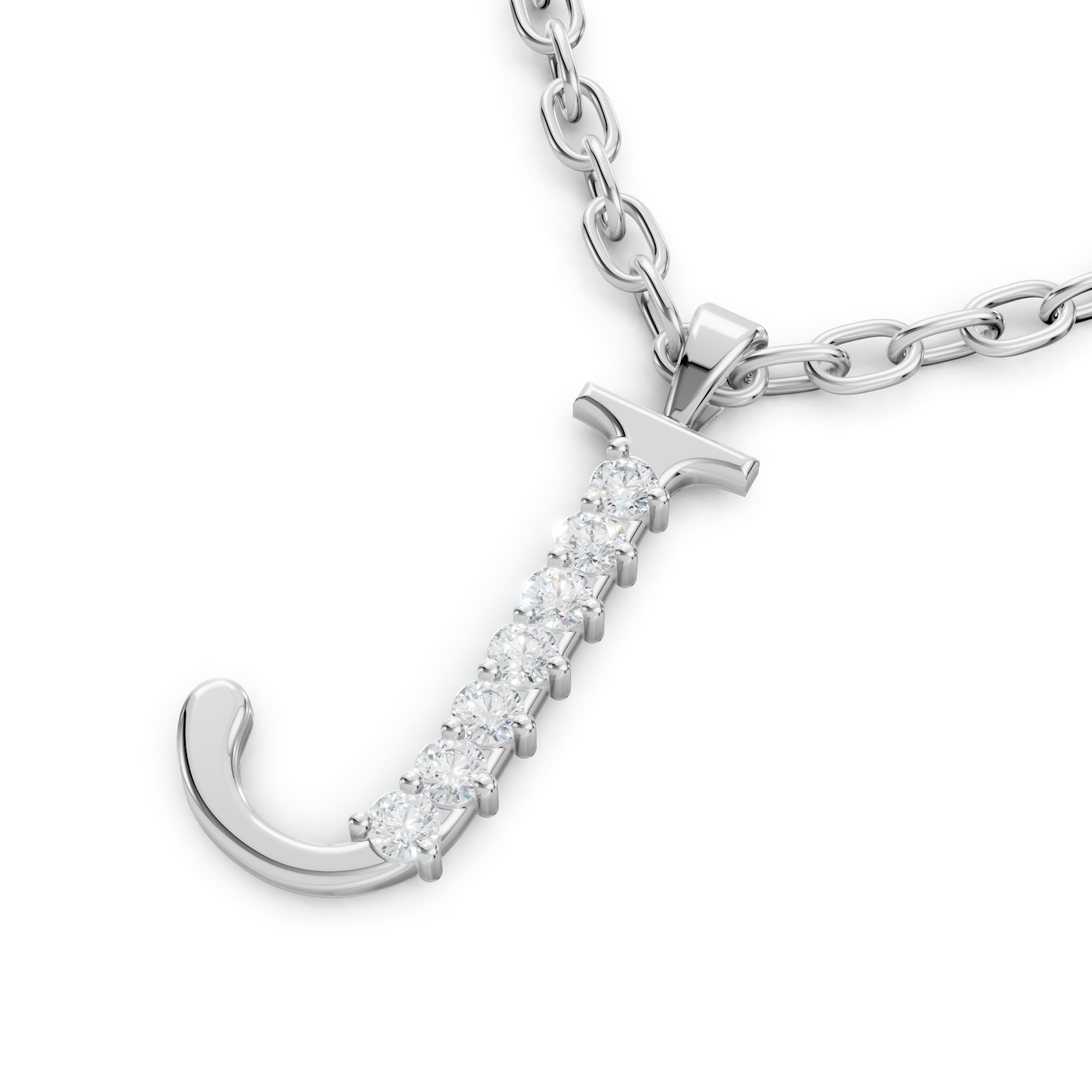 Buchstaben-Anhänger „J“ mit 5 Diamanten in 9K Weißgold