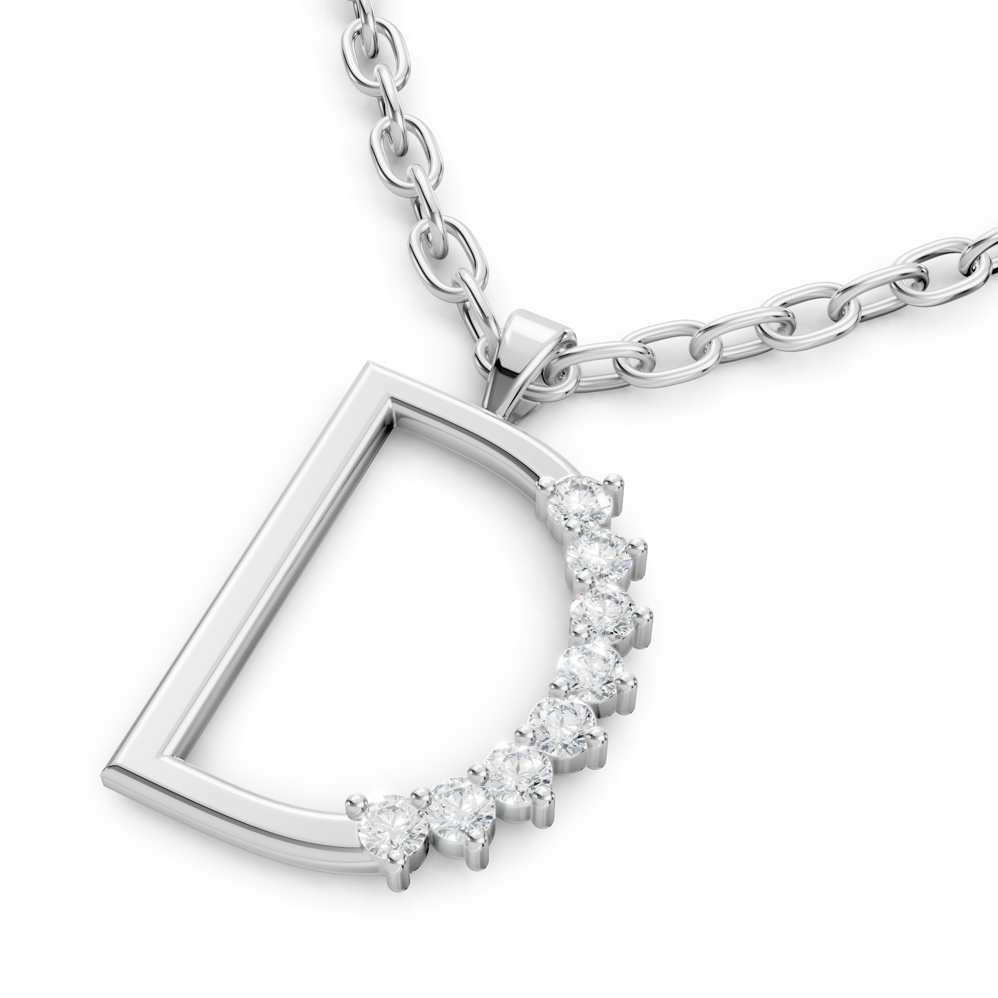 Buchstaben-Anhänger „D“ mit 5 Diamanten in 9K Weißgold