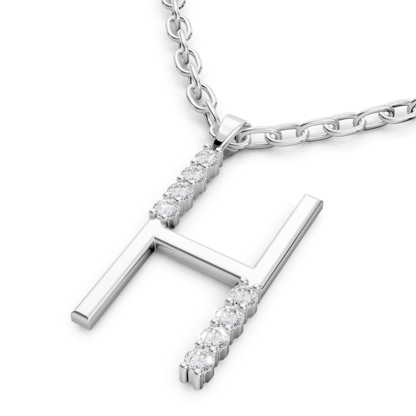 Buchstaben-Anhänger „H“ mit 6 Diamanten in 9K Weißgold