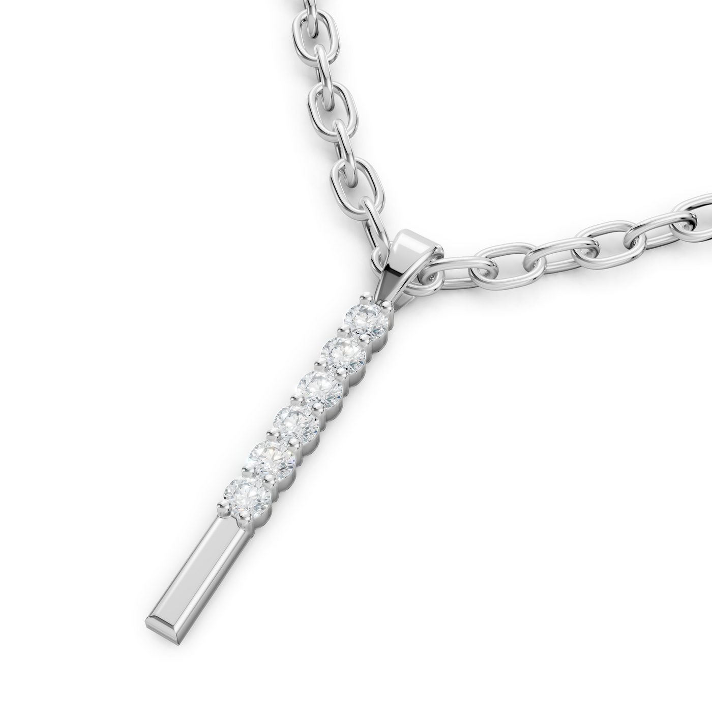 Buchstaben-Anhänger „I“ mit 3 Diamanten in 9K Weißgold