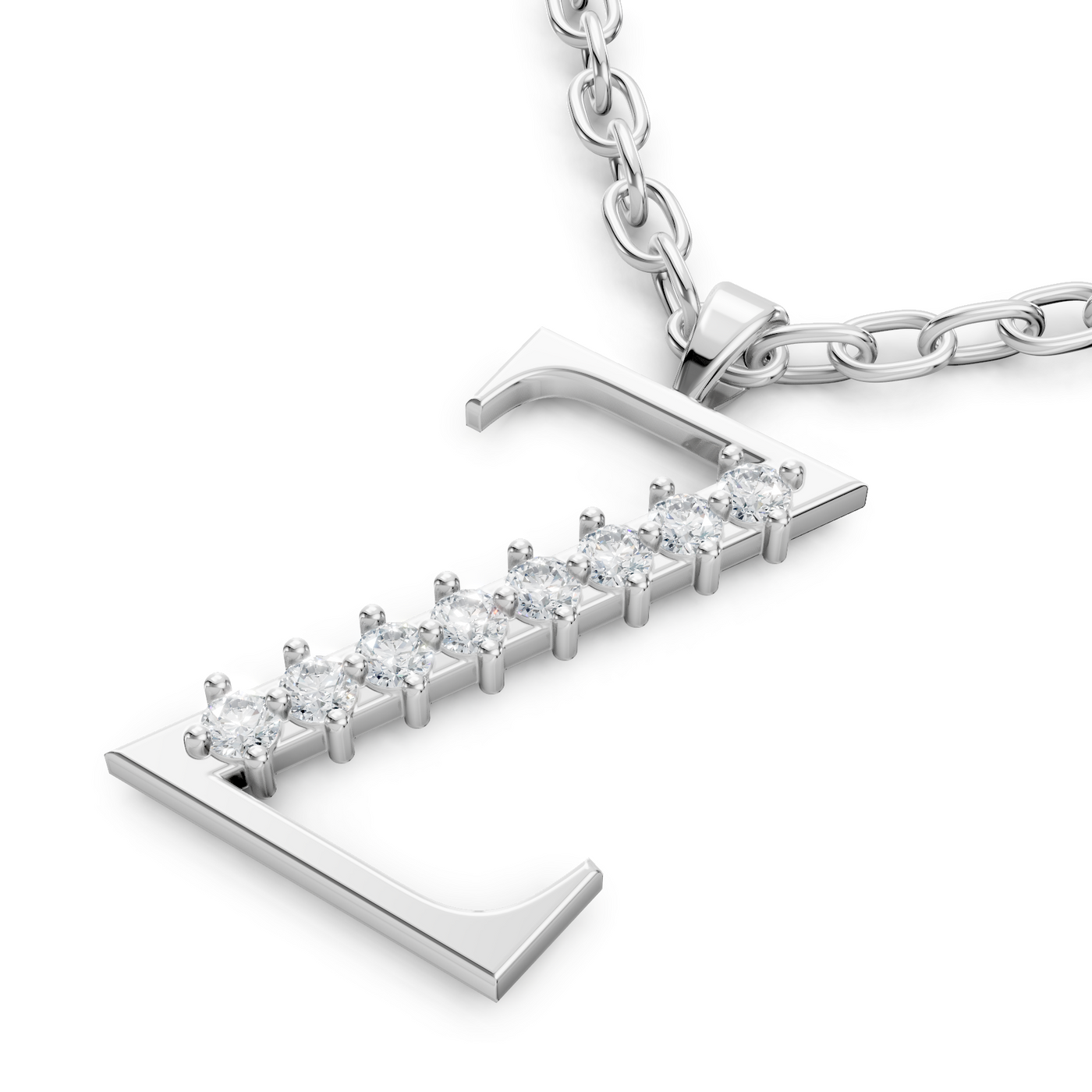 Pendentif Z avec 8 diamants - or blanc 8 carats - Bijoux haut de gamme de Rosy Lab Diamonds