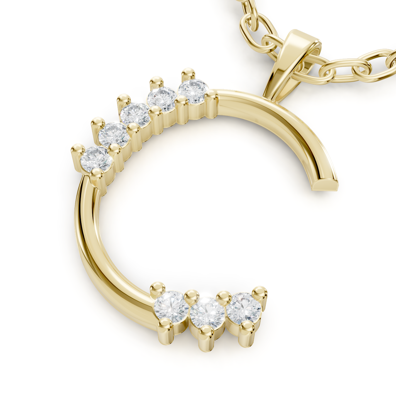 Buchstaben-Anhänger „C“ mit 9 Diamanten in 9K Gelbgold